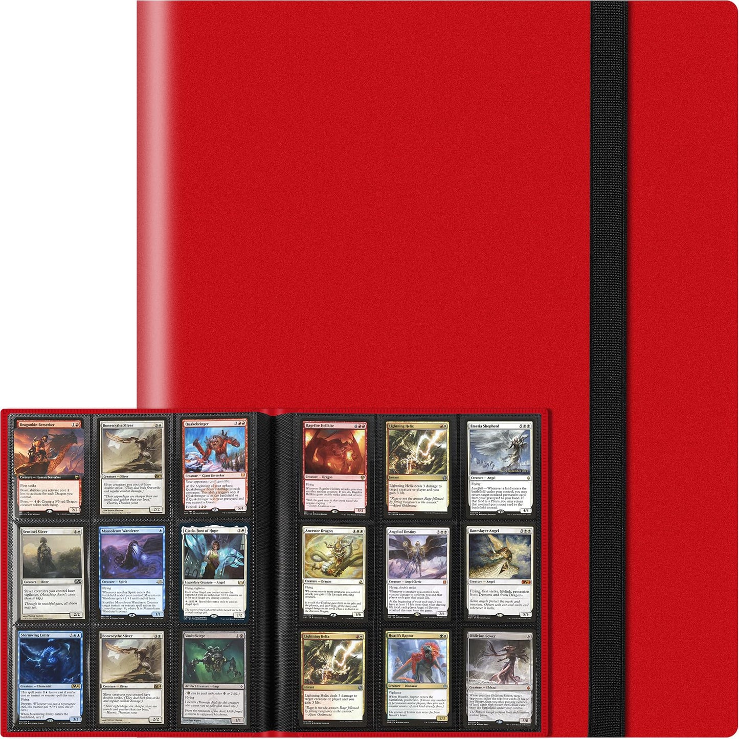 Trading Card Binder 9 Pocket Hockey Binder 360 Pockets Collectible Card Album Sports Card Binder for Standard Cards Side Loading Binder for MTG Sports Baseball TCG Football Basketball Cards Red