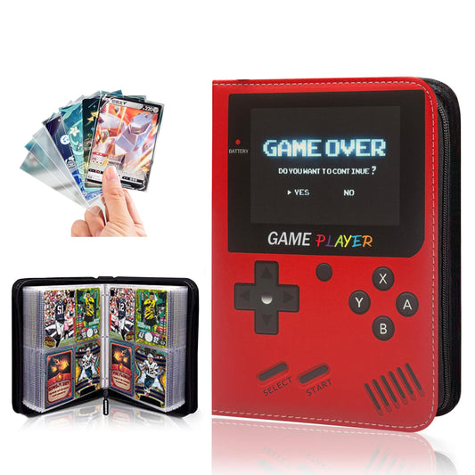 Card Binder for Pokémon - 4-Pocket Sleeves for Pokemans Cards Binder and PCTG Binder Holds 400+ Cards-Includes 100 Extra Card Sleeves(Red)